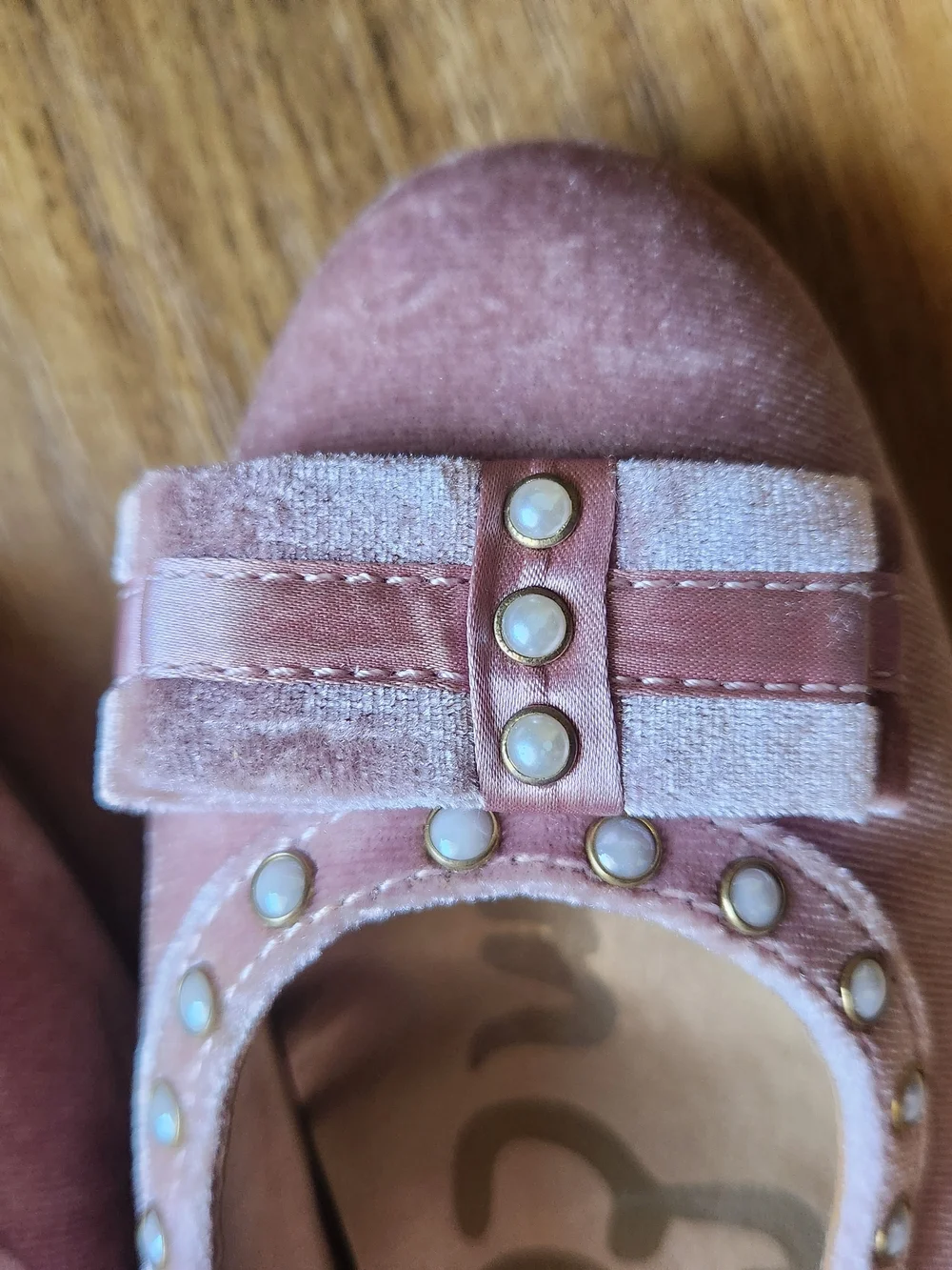 Sam Edelman Pink Velvet Studded Bow Flats for Kids